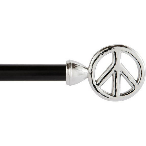 Your Zone Peace Sign 5/8" Decorative Window Curtain Rod, Chrome