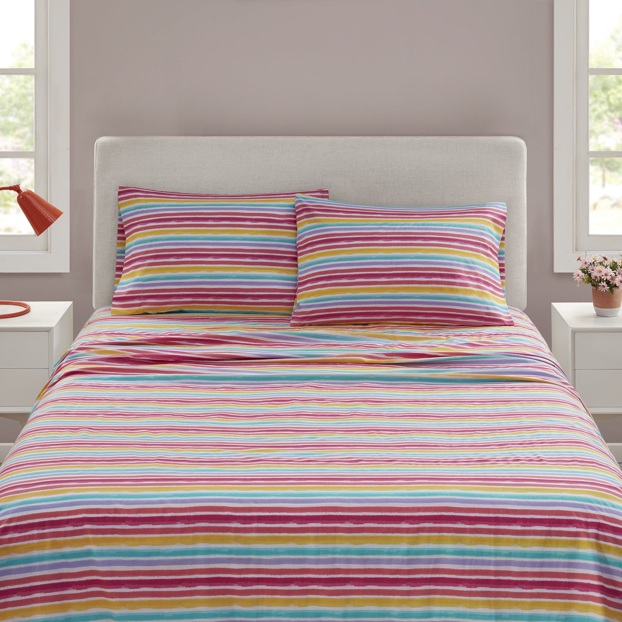Your Zone Pigment Print Cotton - Your Zone Pigment Print Cotton Sheets Vibrant Pink Orange And Blue Stripes Queen Dc53233c E880 4ad9 B32d 7799e01d82a4.40c91f131f51d84f715a17fca784b205 