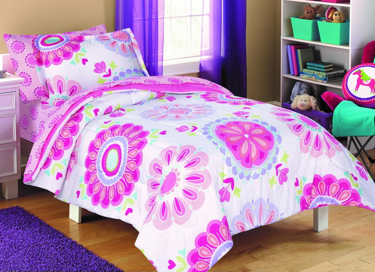 Your Zone Pink Floral Microfiber Sheet Sets, Twin - Walmart.com