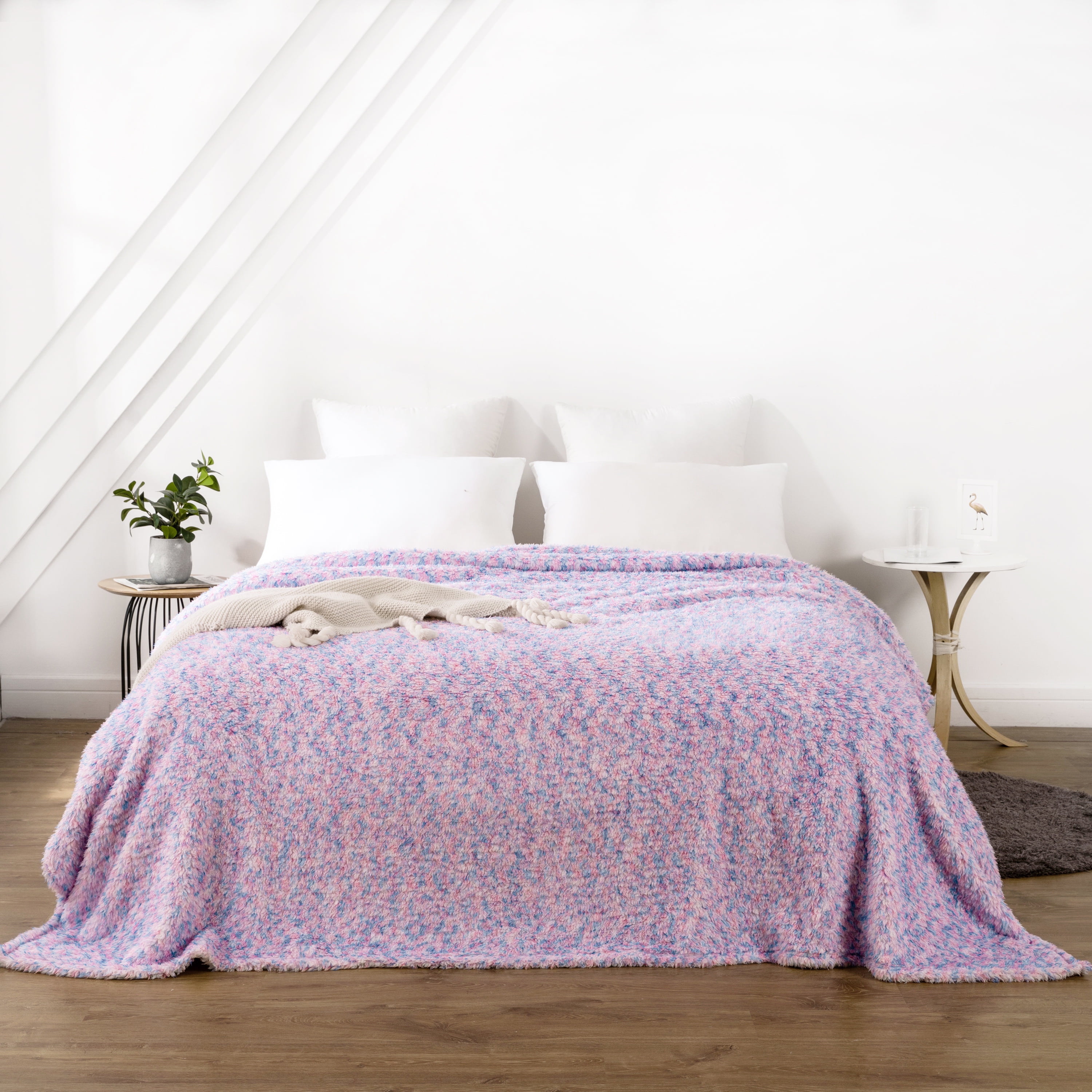 Your Zone Pink Polyester Faux Shearling Faux Sherling Blanket, Twin/Full, 72" X 90",  For Kids