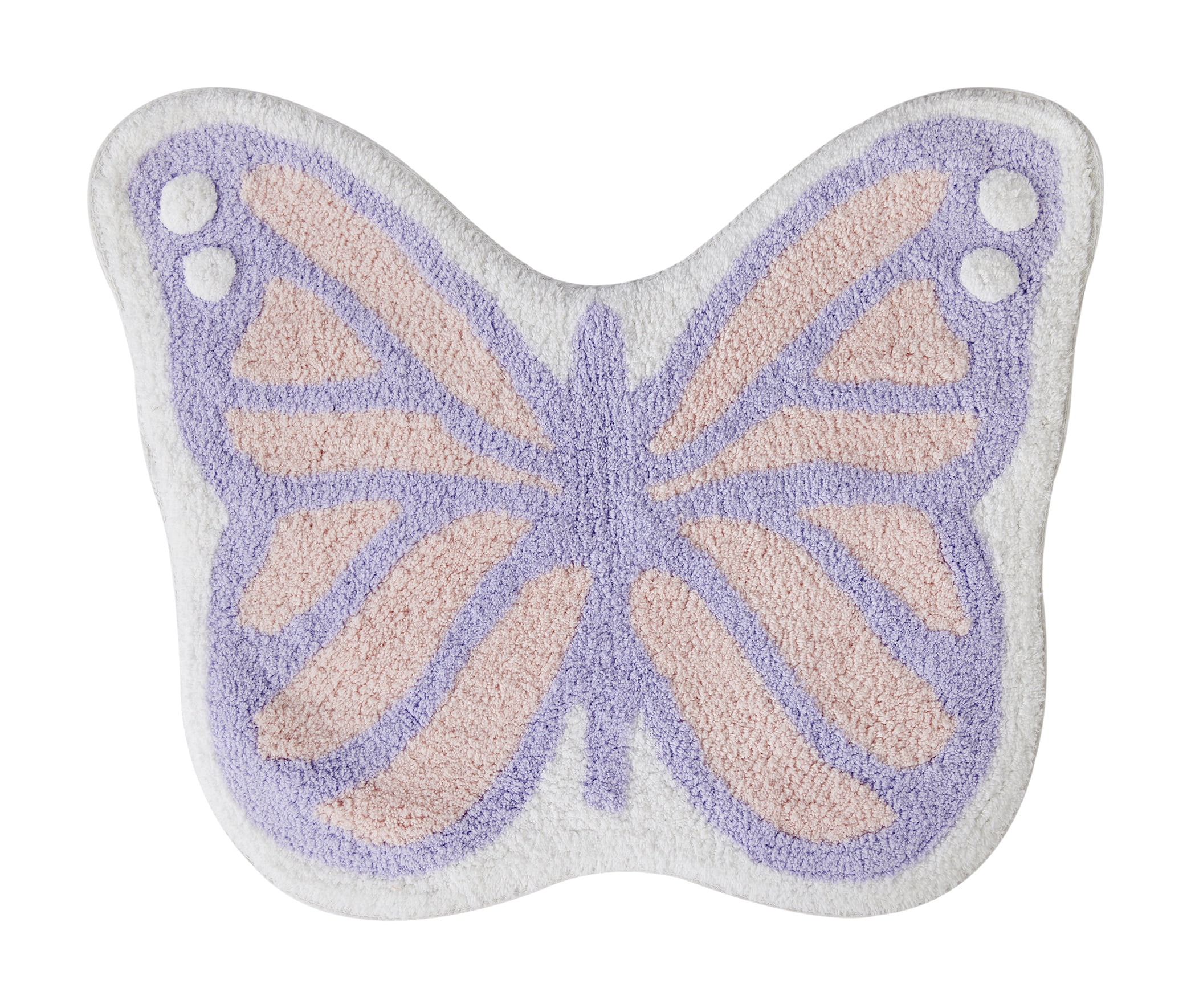 Your Zone Pink & Purple Butterfly Shaped 18 x 22 inch 100% Cotton Bath Rug - Walmart.com