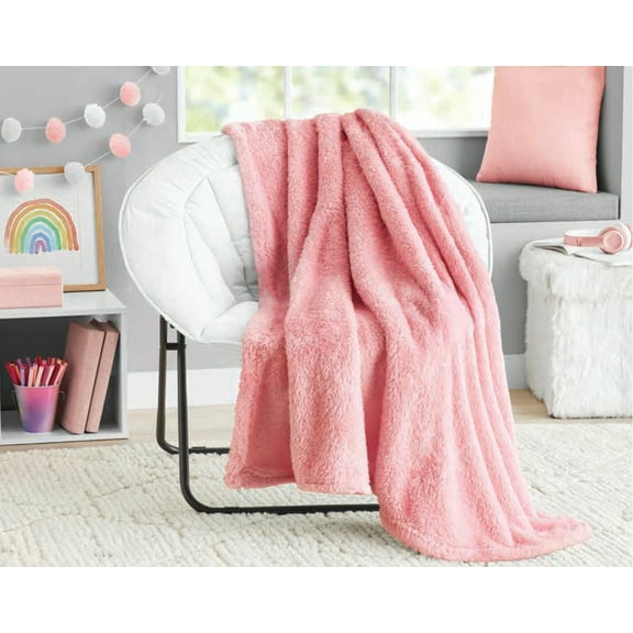 Your Zone Pink, Soft, Oversized, Fuzzy  Throw Blanket for Kids, 72 x 50 inches