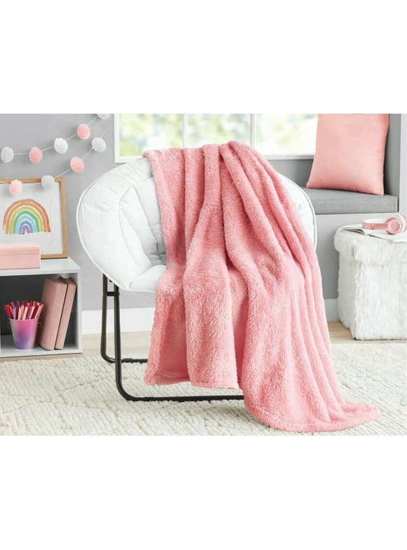Your Zone Pink, Soft, Oversized, Fuzzy  Throw Blanket for Kids, 72 x 50 inches