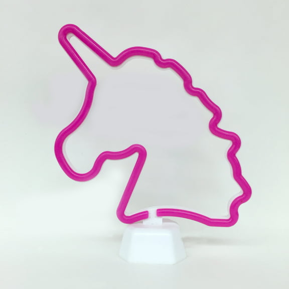 Your Zone Pink Unicorn Neon LED Kids Bedroom Table Lamp, Plastic Base