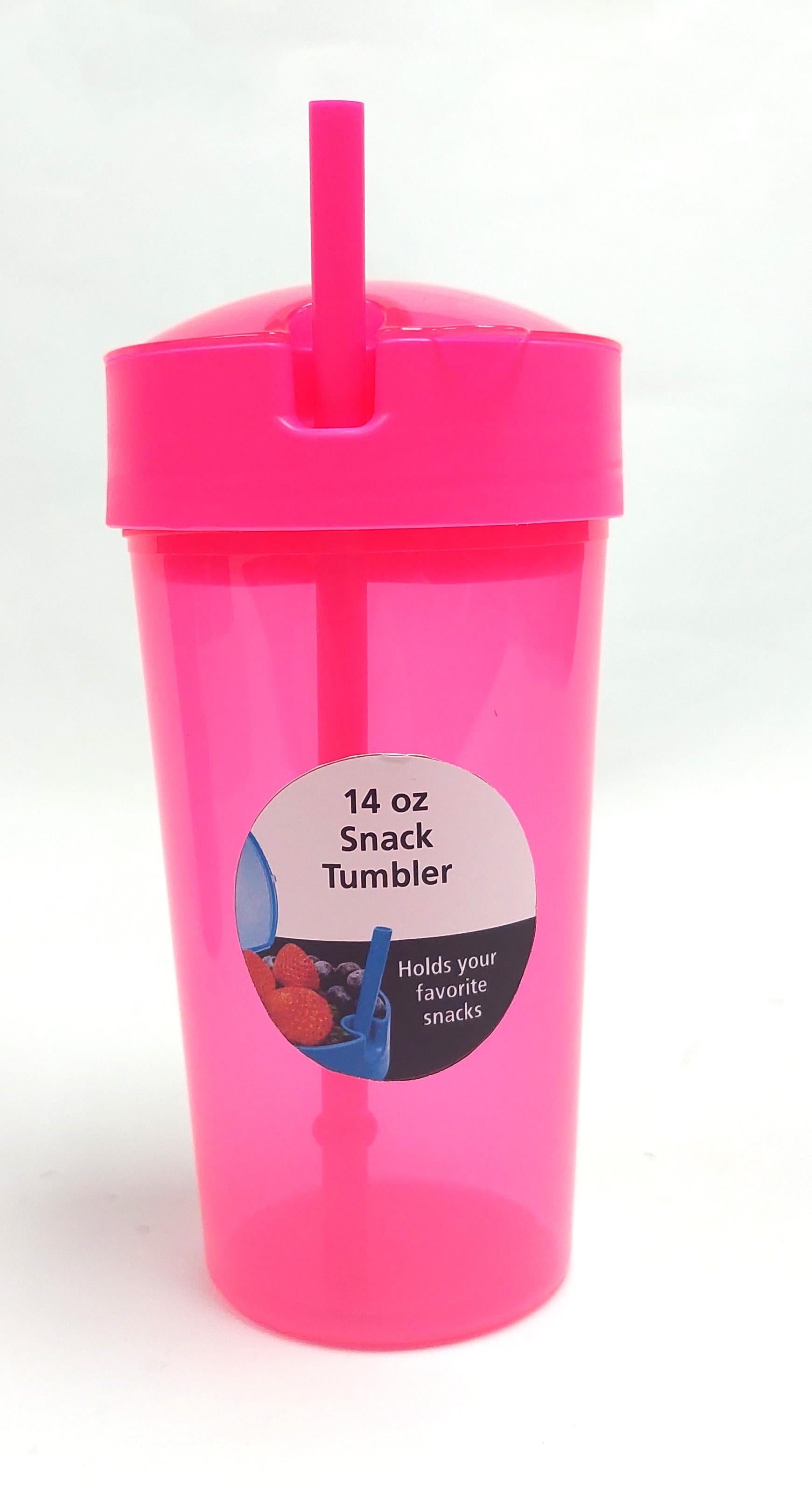 YourZone Hydration 14 oz Pink Polypropylene Snack Tumbler with Straw