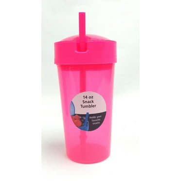 YourZone Hydration 14 oz Pink Polypropylene Snack Tumbler with Straw