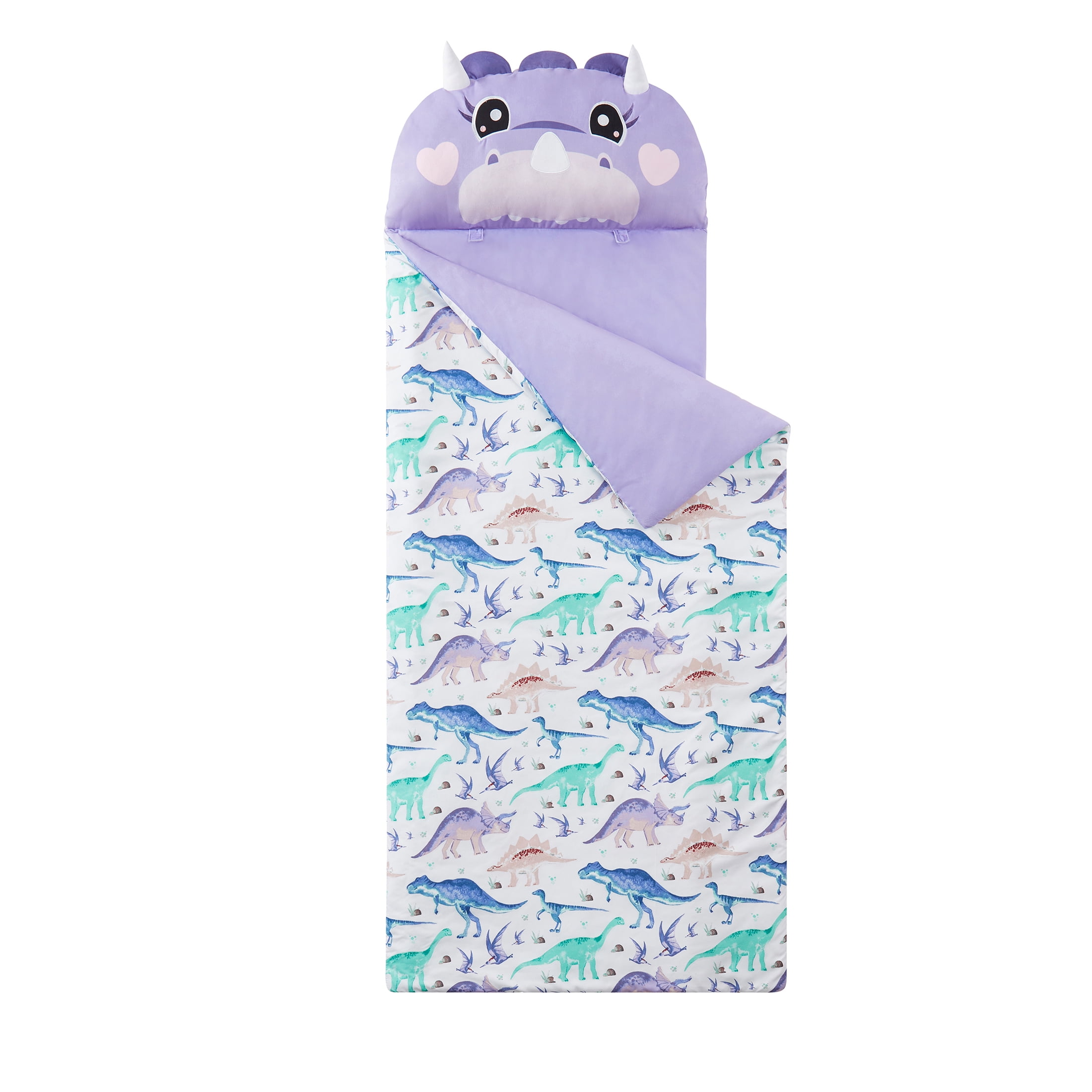 Your Zone Purple Dinosaur Glow in the Dark Kids Nap Mat, 24