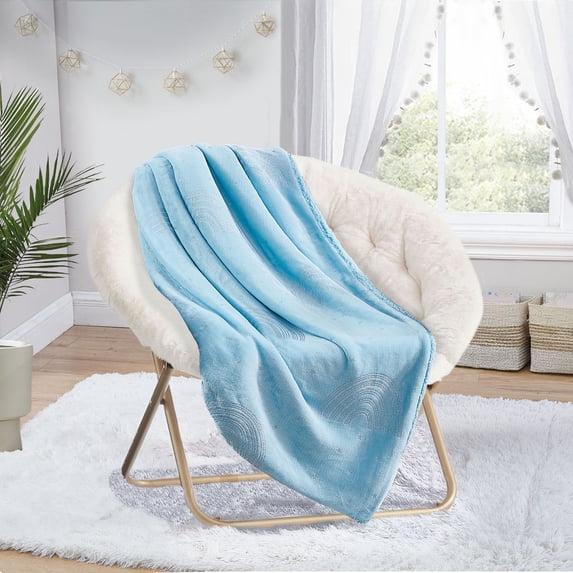 Your Zone, Rainbow Sherpa Throw, Teal, 50”x 60”, Glimmer, Machine Washable, 1 Piece
