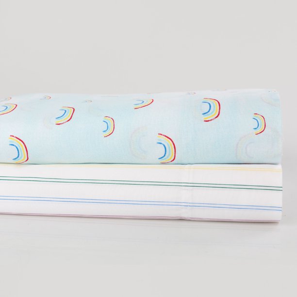 Your Zone Rainbow Youth Striped Cotton Percale Breathable 200 TC Sheet