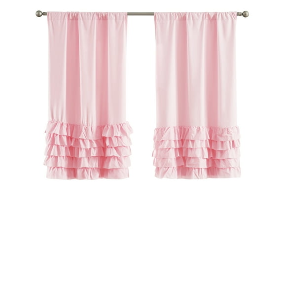 Your Zone Reversible Ruffle Blackout Curtain Panel, 1 Panel, Pink, 37" W x 63" L