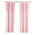 thumbnail image 1 of Your Zone Pink Ruffle Reversible Rod Pocket Blackout Curtain Panel, 37" x 84", 1 of 7