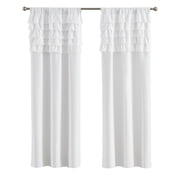 Your Zone White Reversible Ruffle Blackout Curtain Panel, Rod Pocket, 37 in x 84 in