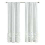 Your Zone Reversible Ruffle Blackout Curtain Panel, 1 Panel, White, 37" W x 95" L