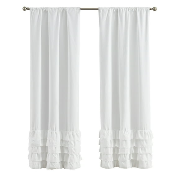 Your Zone Reversible Ruffle Blackout Curtain Panel, 1 Panel, White, 37" W x 95" L