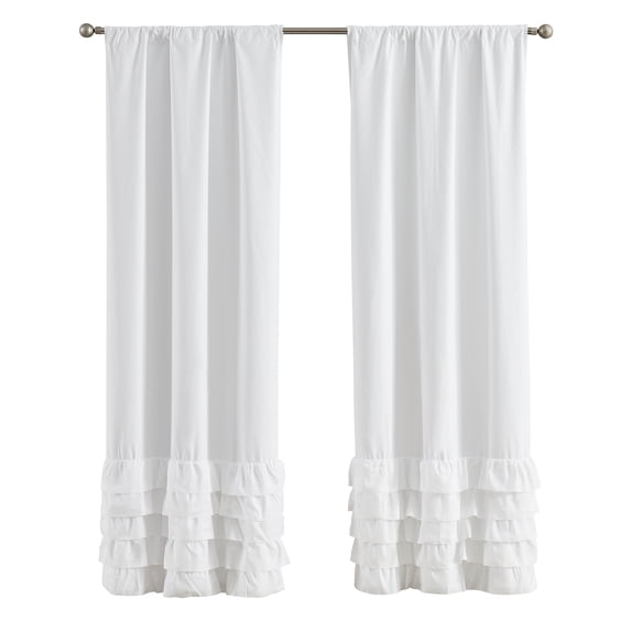 Your Zone Reversible Ruffle Blackout Curtain Panel, 1 Panel, White, 37" W x 95" L