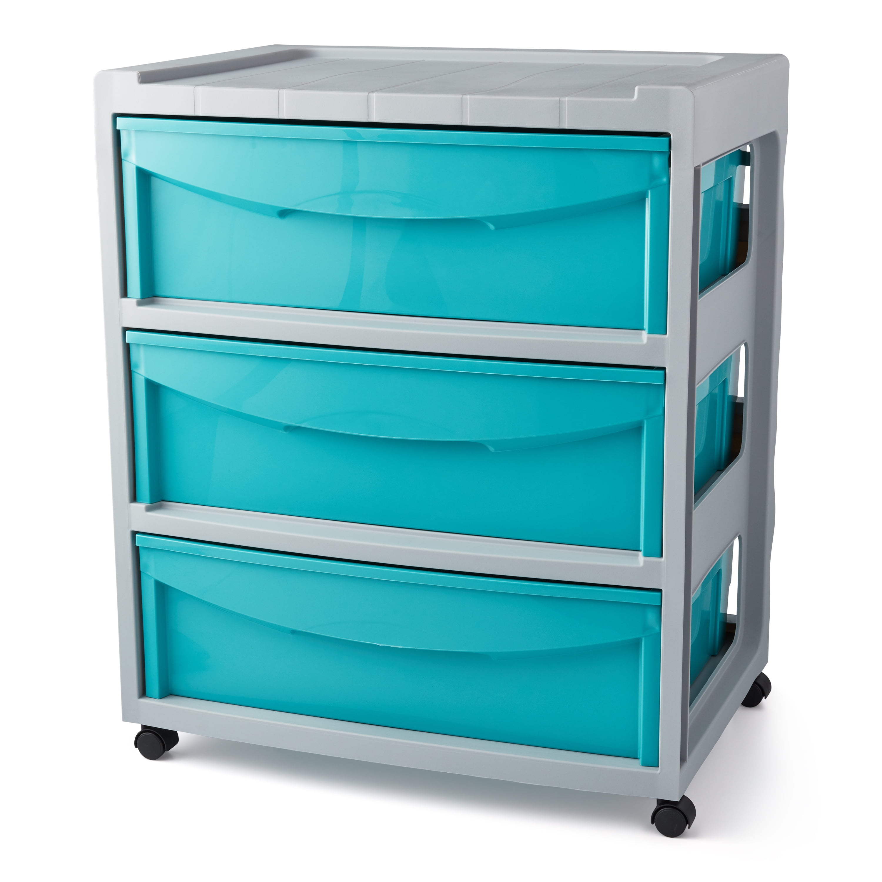 Primo Supply Turquoise 3-Tier Wooden Drawer Organizer - 9.7x7x7.5 Inch Stackable Desktop Storage