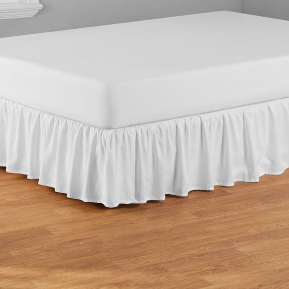 Your Zone Ruffled Microfiber Bed Skirt, White, Twin