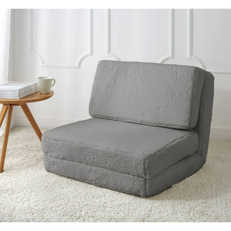 Your Zone Sherpa Folding Flip Chair Gray Walmart