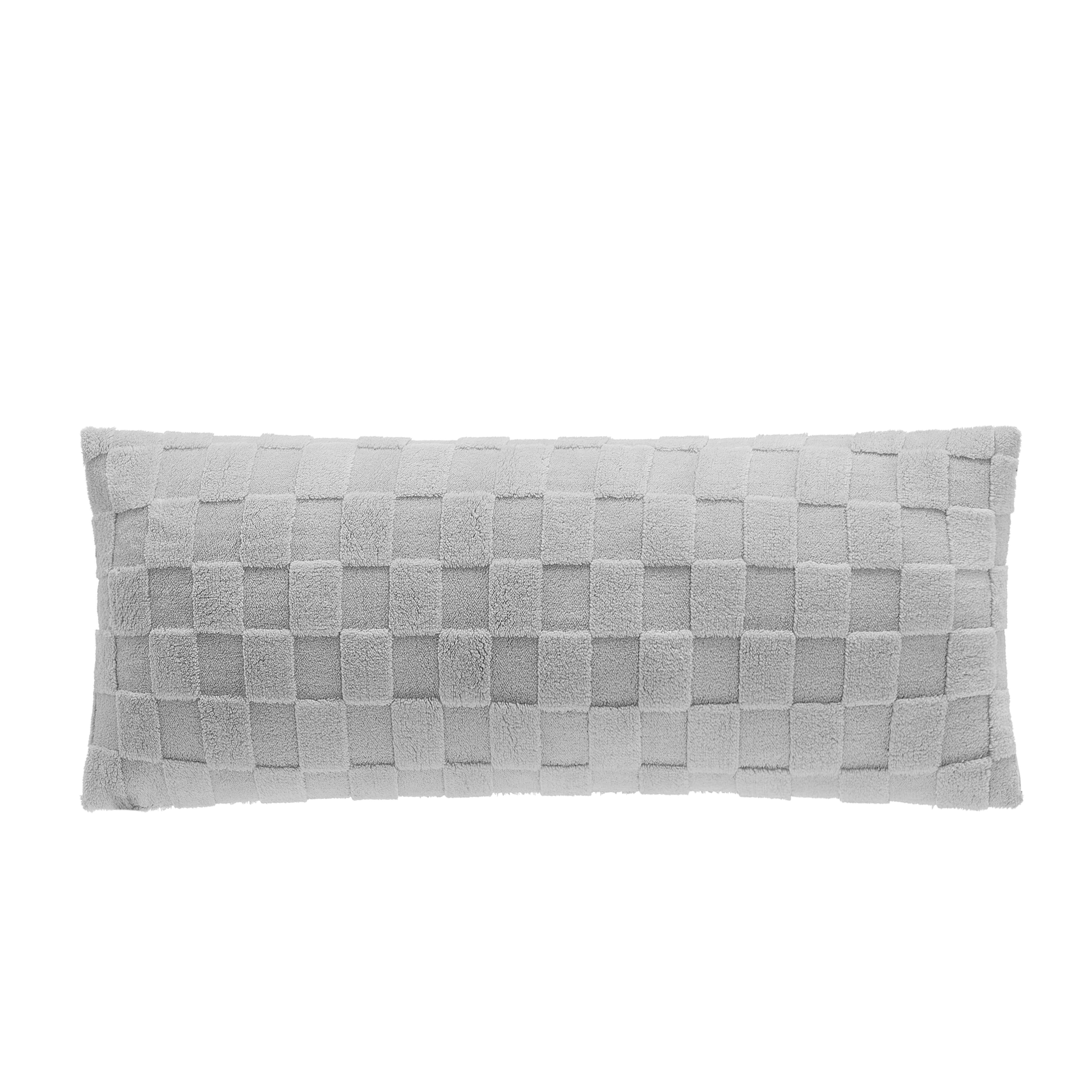 Your Zone Soft Silver Checkered Jacquard Plush 20" x 48" Body Pillow Cover