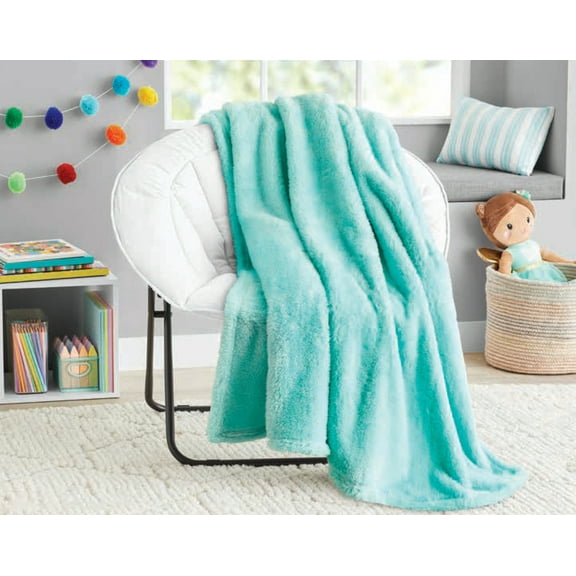 Your Zone Soft, Teal, Oversized, Fuzzy Throw Blanket for Kids, 72 x 50 inches