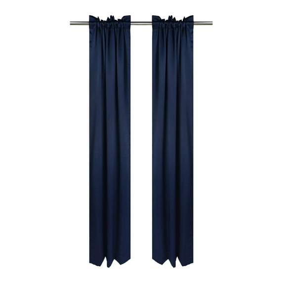 Your Zone Solid Blackout Curtain Panel Pair, Set of 2, Blue Cove, 30" W x 95" L