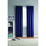 Your Zone Solid Blackout Rod Pocket Curtain Panel Pair, Navy, 30" x 84"