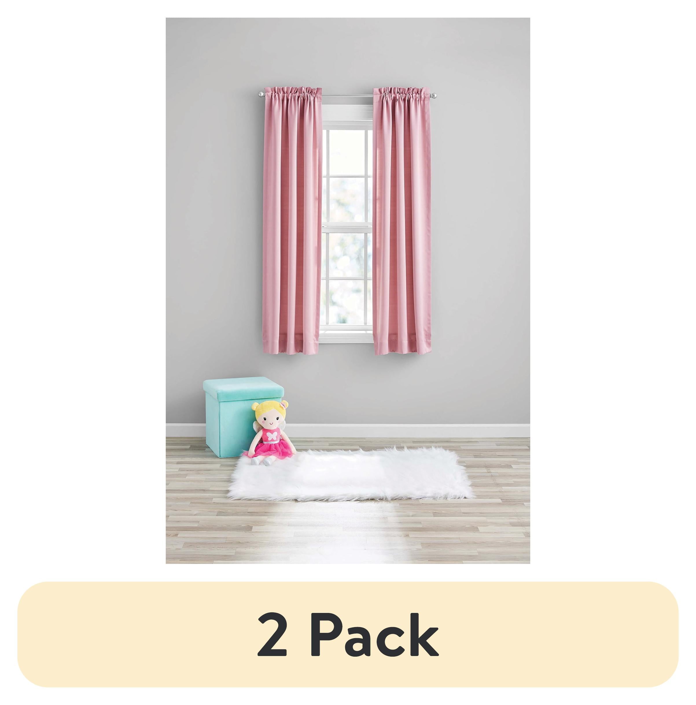 (2 pack) Your Zone Solid Blackout Rod Pocket Curtain Panel Pair, Set of 2, Pink, 30" W x 63" L