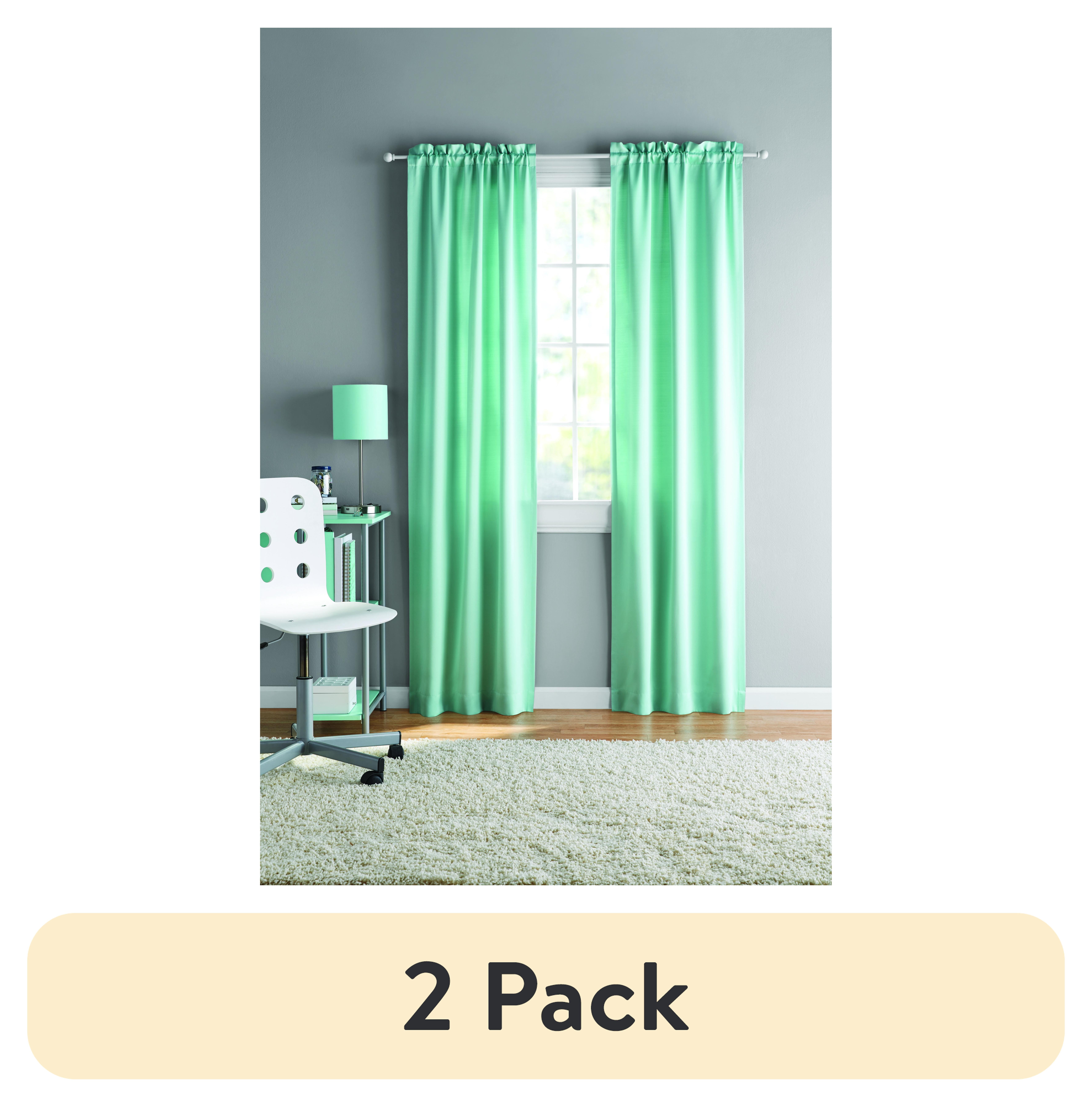 (2 pack) Your Zone Solid Blackout Rod Pocket Curtain Panel Pair, Set of 2, Mint, 30" W x 84" L