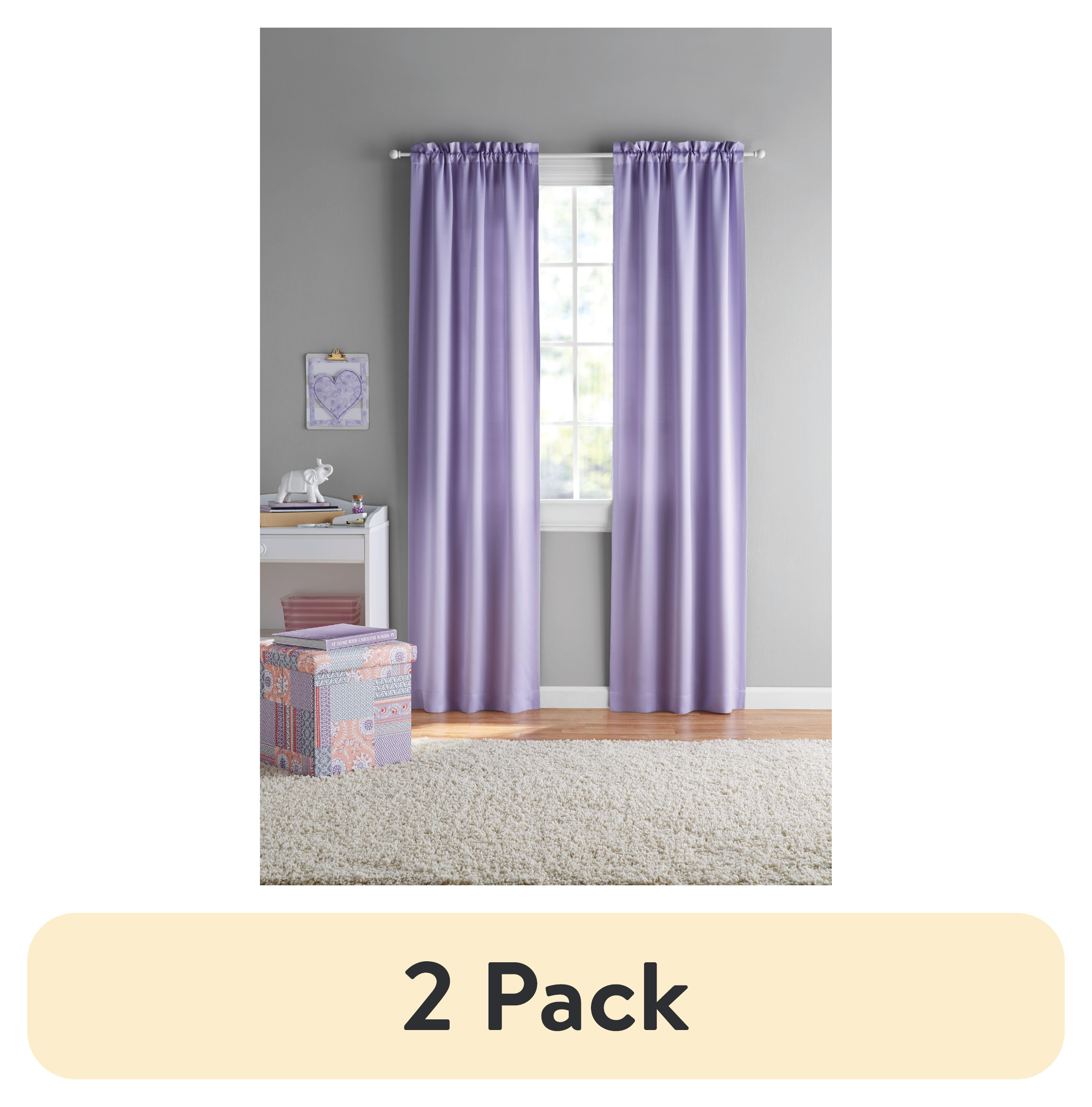 (2 pack) Your Zone Solid Blackout Rod Pocket Curtain Panel Pair, Set of 2, Purple, 30" W x 84" L