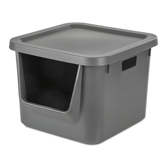 Your Zone Square Stacking Bin Plastic, Gray Flannel