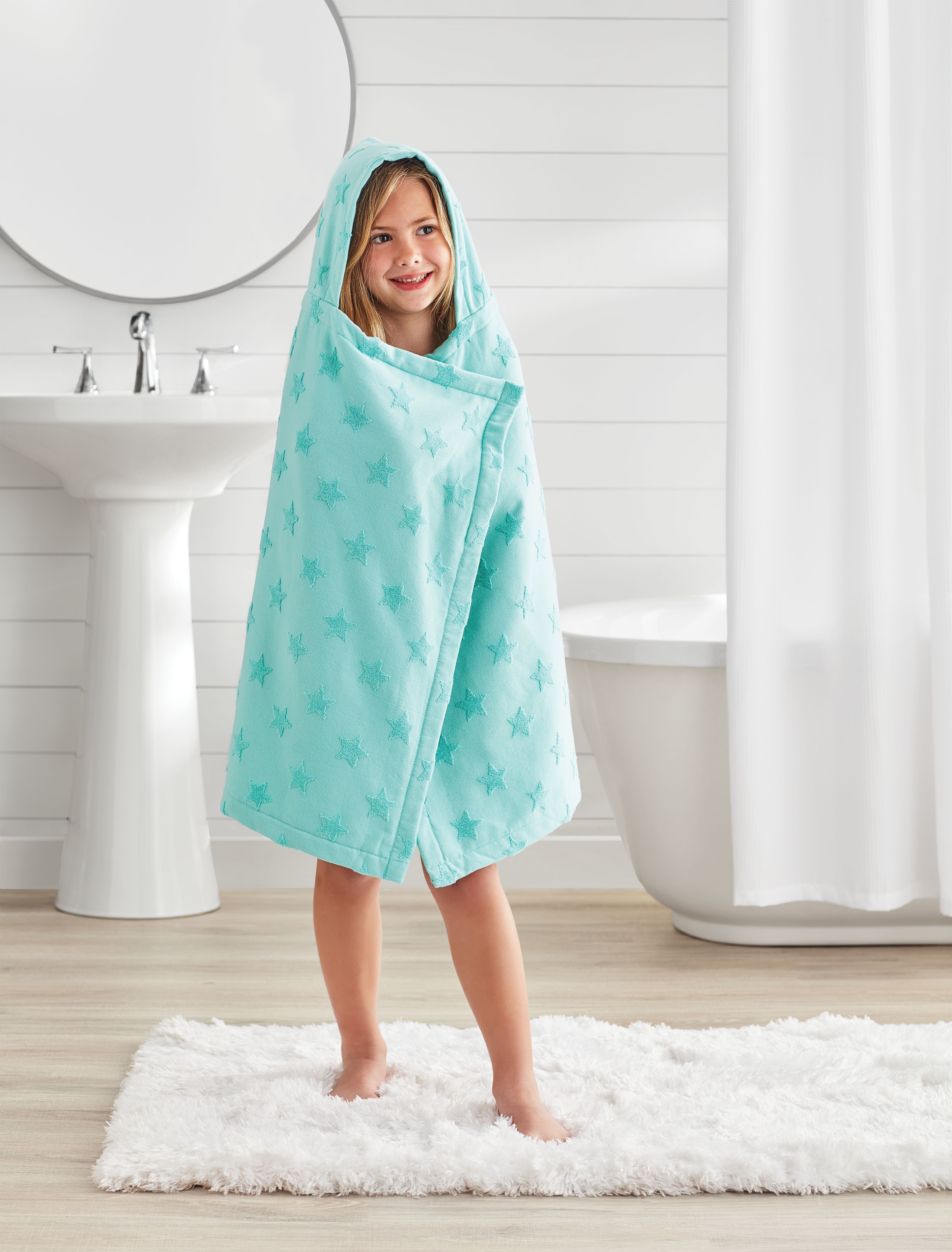 Your Zone Star Cotton Towel & Washcloth, Teal Star - Walmart.com