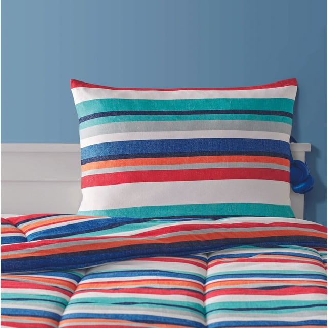 Your Zone Stripe 150GSM Jersey Teens Comforter Set, 100 Polyester