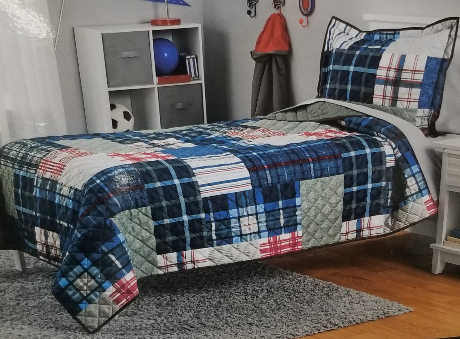 Your Zone Twin XL Plaid Patchwork Quilt Set, 1 Each