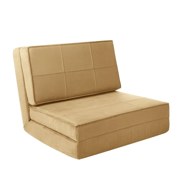 Your Zone Ultra Soft Suede 3 Position Convertible Flip Chair, Beige