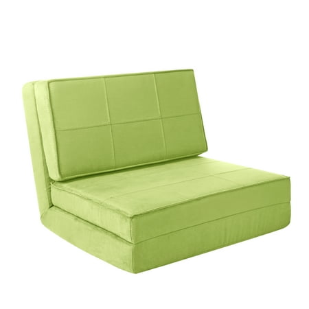Your Zone Ultra Soft Suede 3 Position Convertible Flip Chair, Green