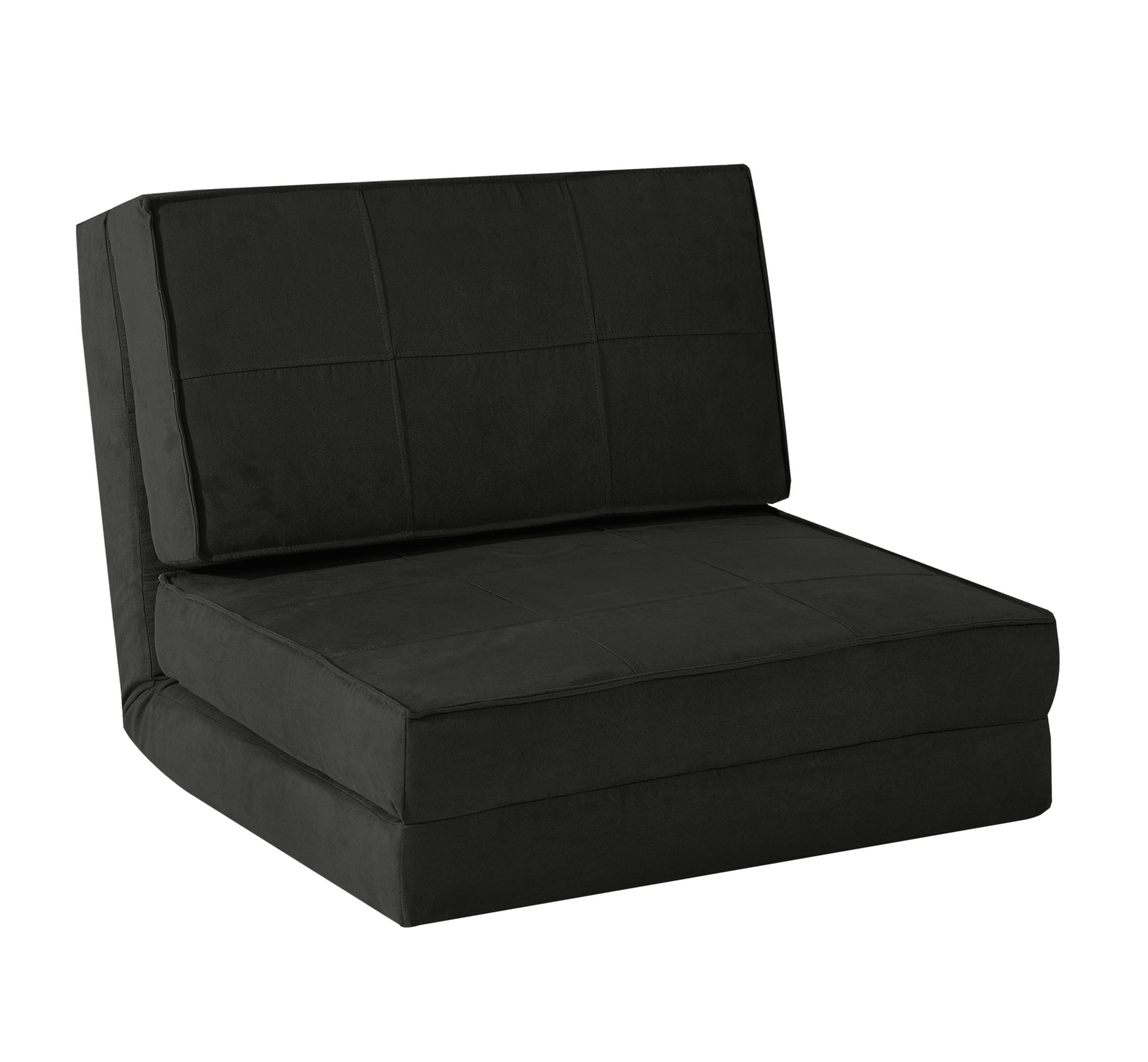 Your Zone Ultra Soft Suede 3 Position Convertible Flip Lounge Chair, Black - image 1 of 7