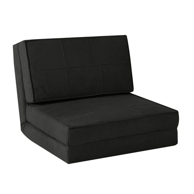 Your Zone Ultra Soft Suede 3 Position Convertible Flip Lounge Chair, Black