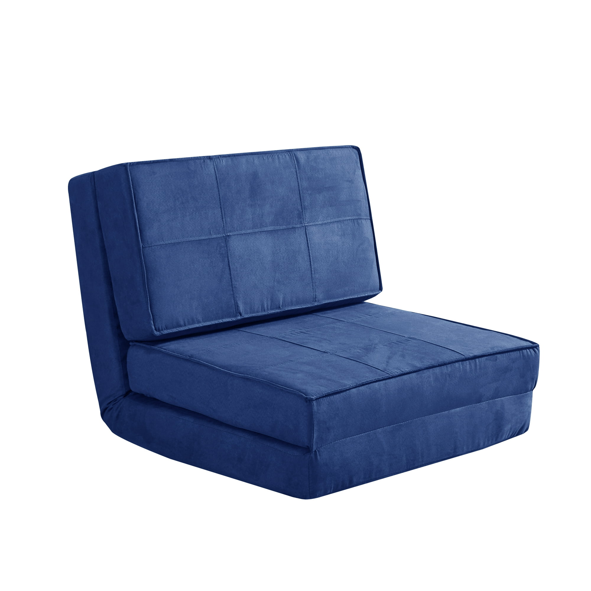 Your Zone Ultra Soft Suede 3 Position Convertible Flip Lounge Chair, Blue