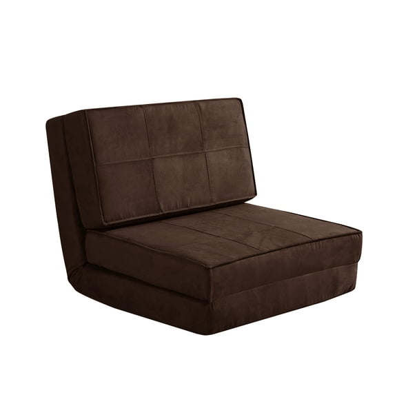 Your Zone Ultra Soft Suede 3 Position Convertible Flip Lounge Chair, Brown