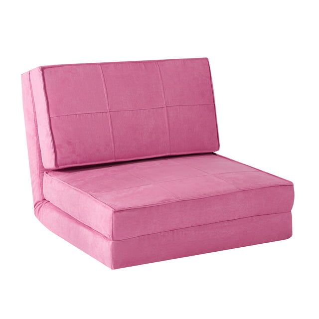 Your Zone Ultra Soft Suede 3 Position Convertible Flip Lounge Chair, Racy Pink