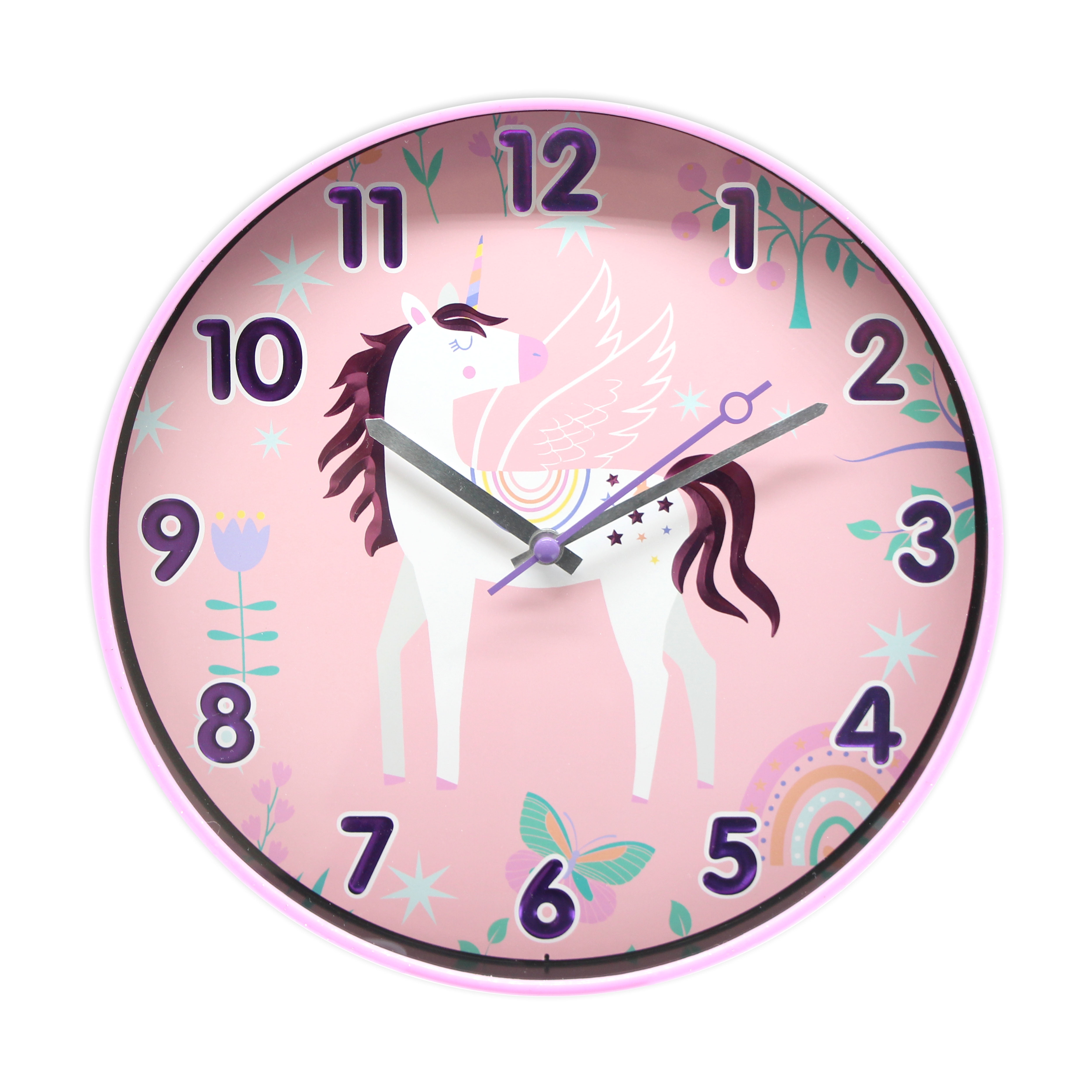 Your Zone Unicorn Girls 10 inch Pink Glitter Wall Clock (CLK3047WM