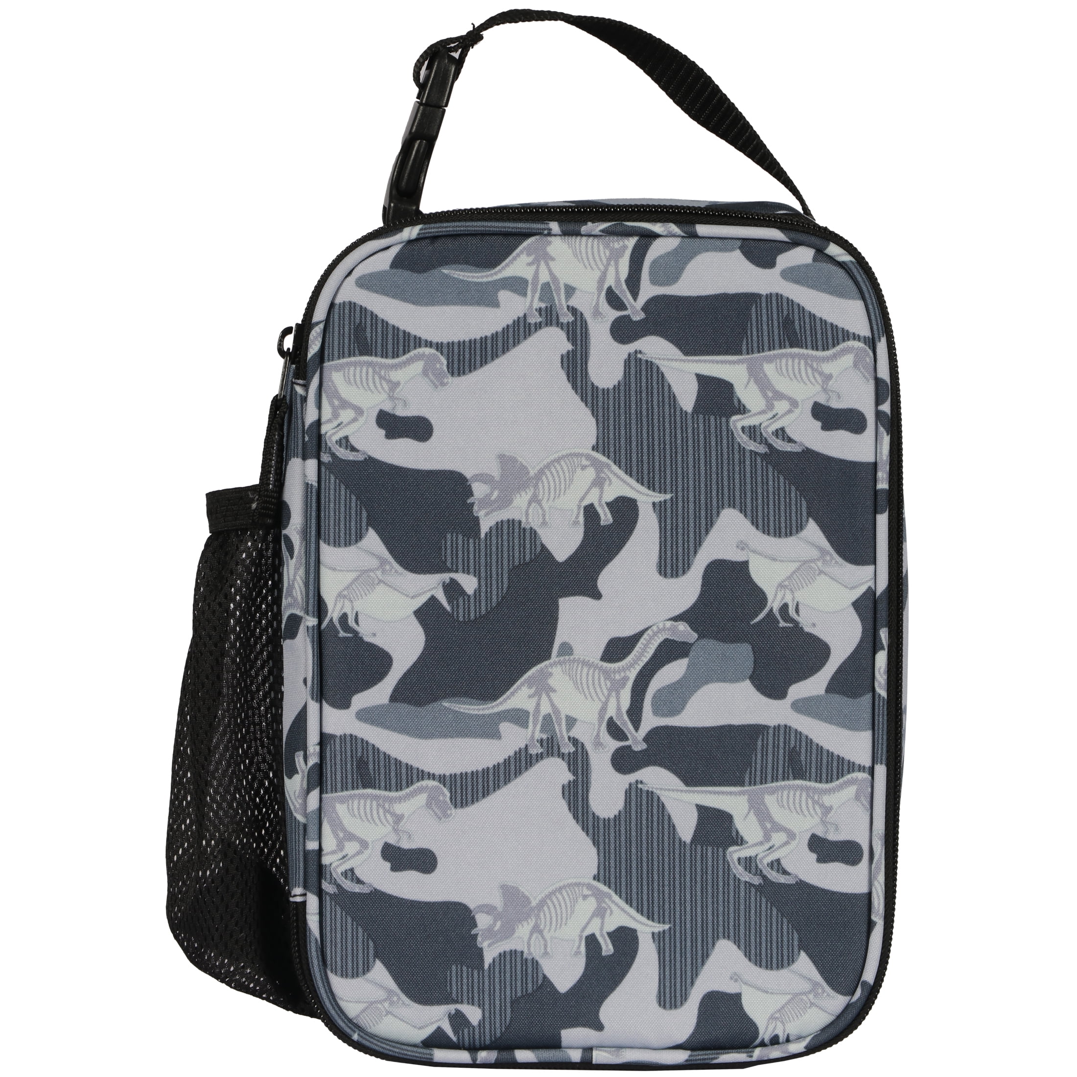 Your Zone Unisex Gray Dinosaur Camo Insulated Polyester Reusable Lunch Bag