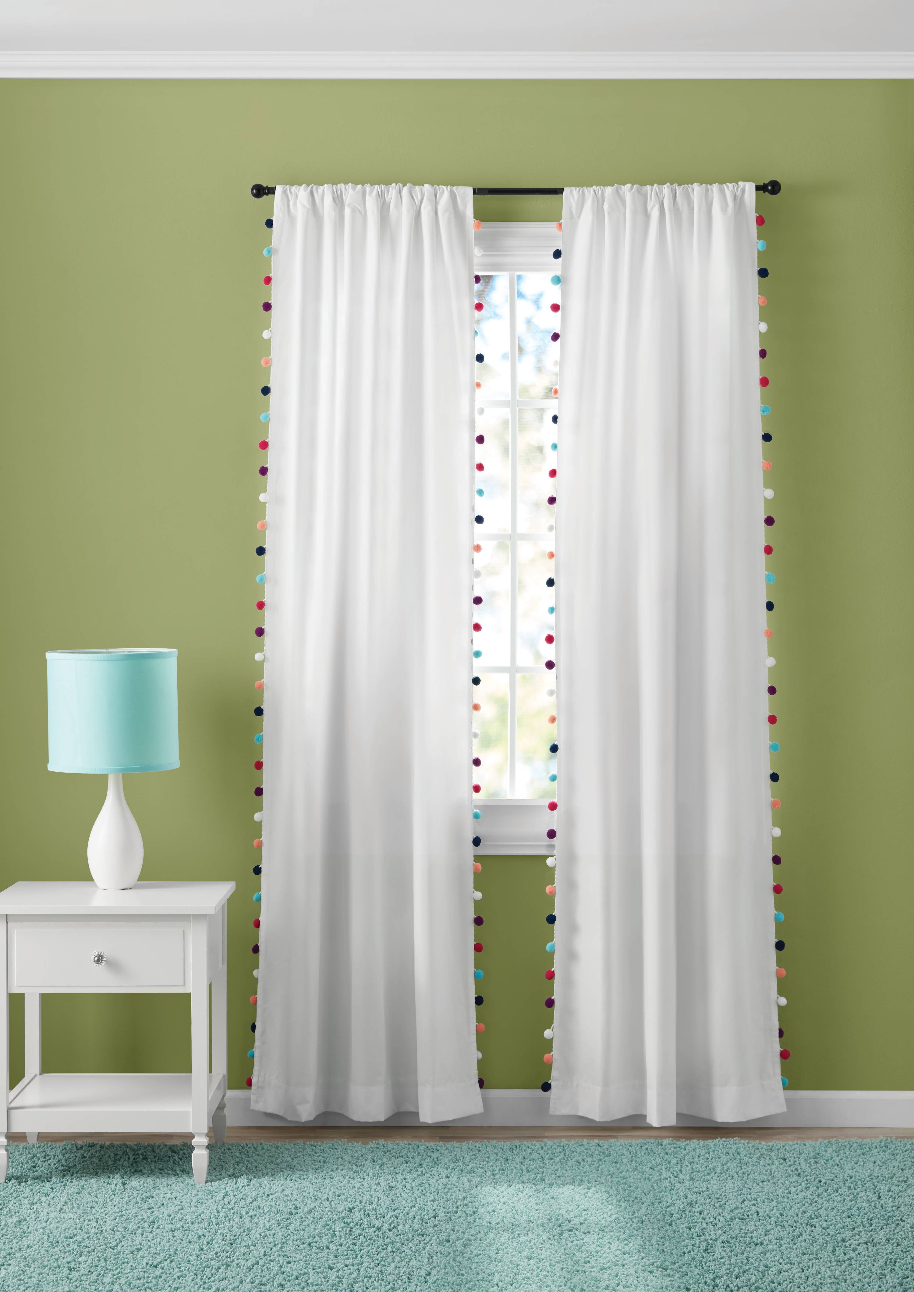 White pom pom curtains discount