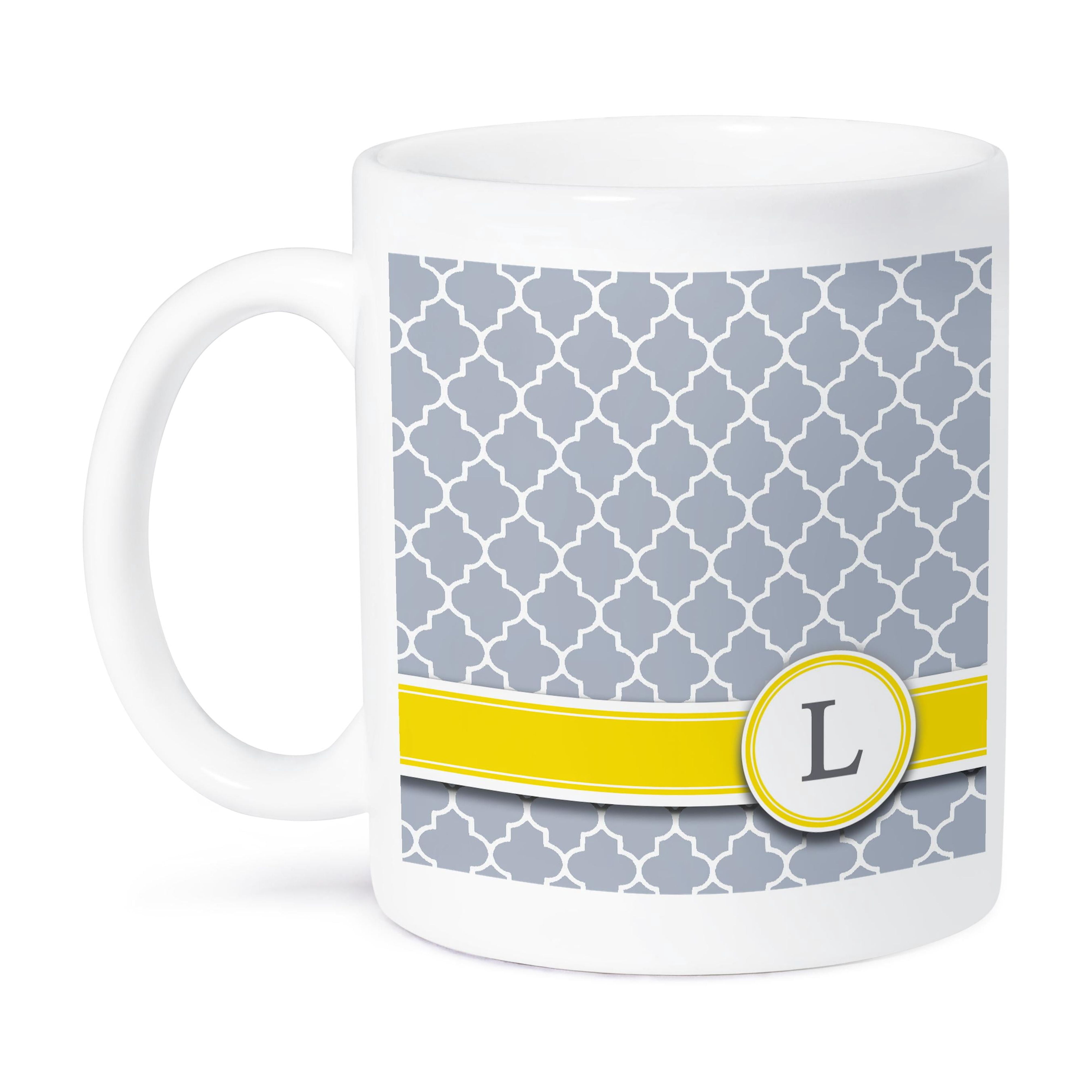 3dRose Monogram M Ceramic Mug - 11 Oz Black Circle Design With Blue Interior