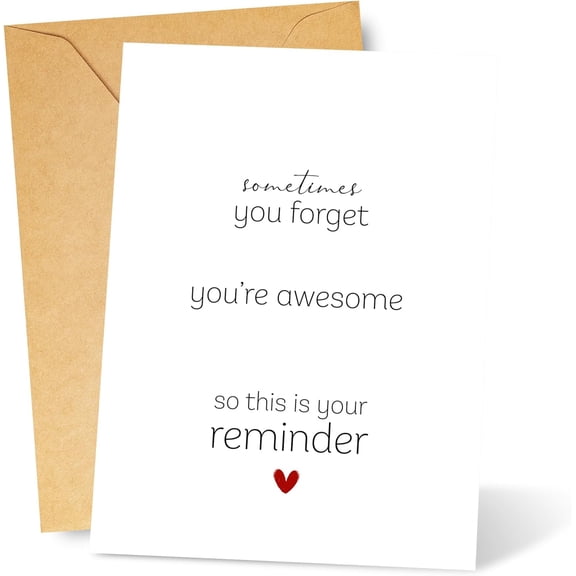 Your're Awesome Reminder Card, Note to Self Greeting Cards, with Envelope