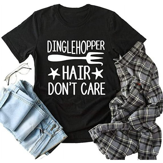 YourTops Dinglehopper Hair Don't Care Women T- Shirt (US S, 2-Black)