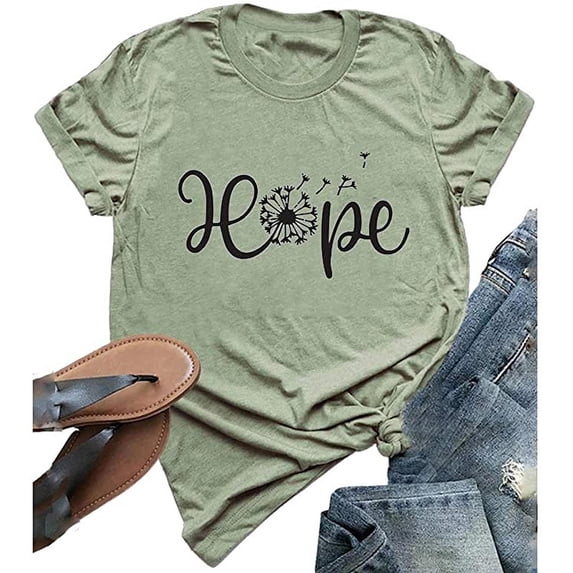 YourTops Women Hope T-Shirt Graphic Shirt (US XL, 1-Green)