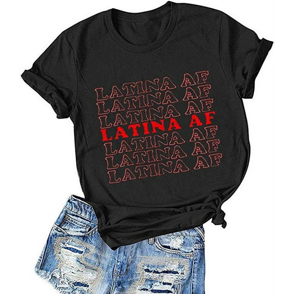 YourTops Women Latina AF T-Shirt (US 2XL, 4-Black)