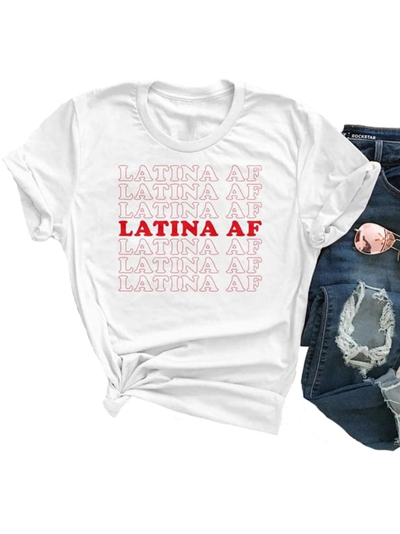 Women Latina AF T-Shirt (US M, 2-White)