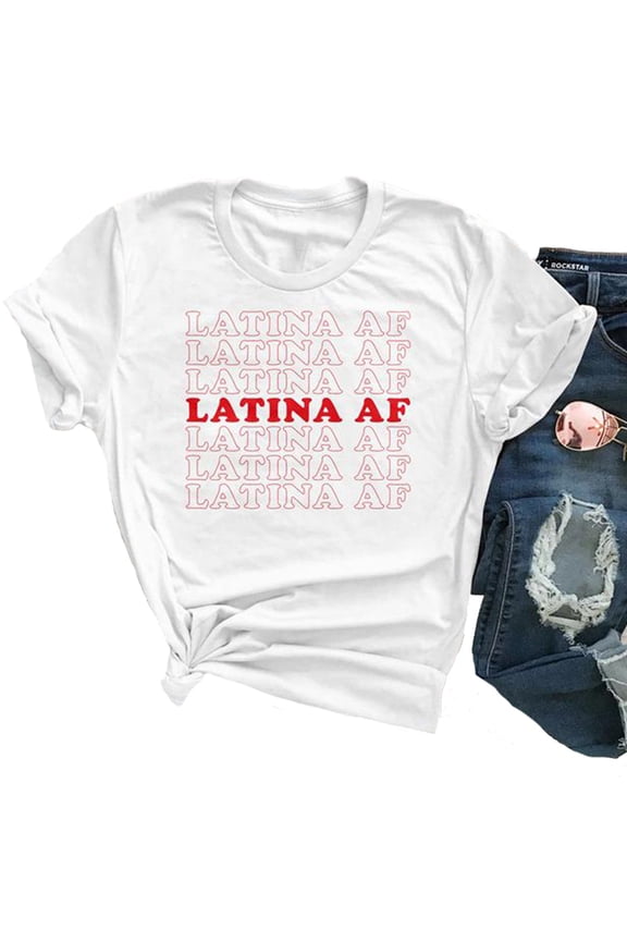 Women Latina AF T-Shirt (US S, 2-White)